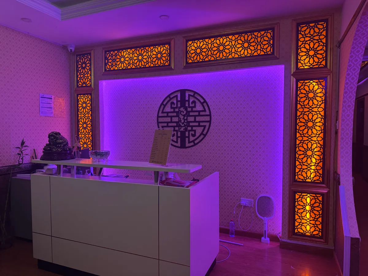 Reception desk and lounge at Opaline Spa Dubai